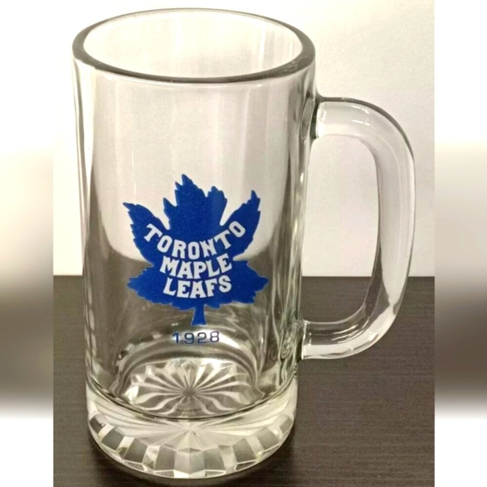 Toronto Maple Leafs 1928 logo clear glass beer stein/mug